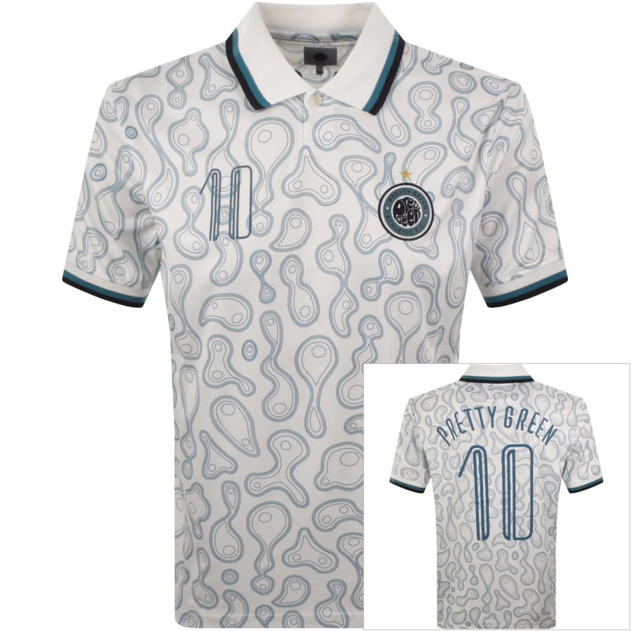Pretty Green Outro Football Polo T Shirt White | Mainline Menswear x
